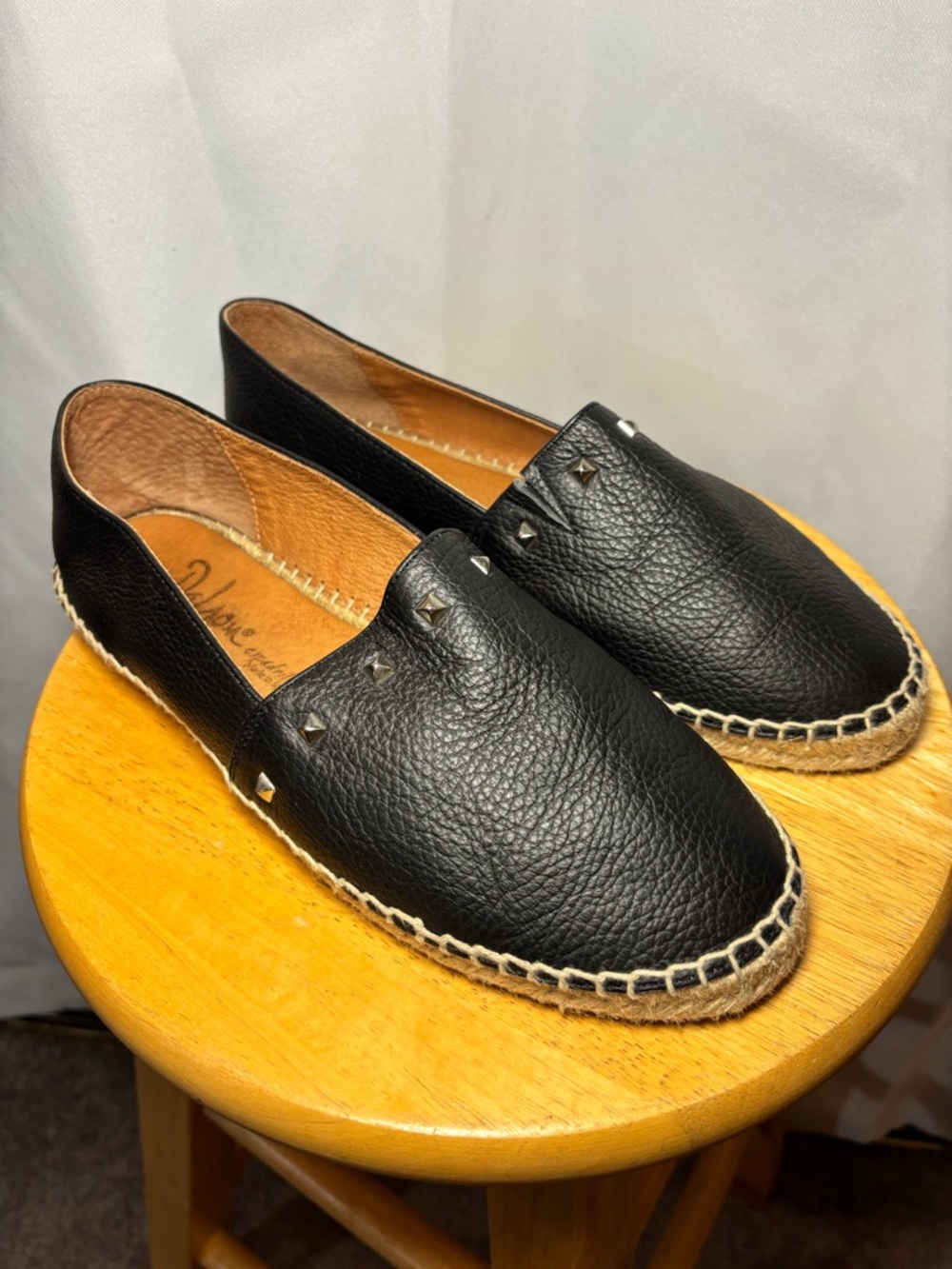 Dalson Leather Espadrilles Made in Spain Studded Black EU 40 US 9 - Picture 2 of 8